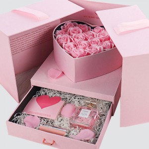 Dostosowana szuflada na kosmetyki z kwiatów Wysokiej jakości sznurkowe pudełko na niespodziankę